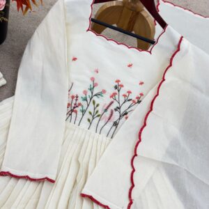 presenting new designer collection in khadi cotton with thread work dupatta set fully stitched ready to wear