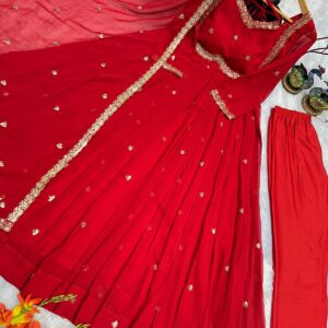 lunching new designer party wear look gown with embroidery work