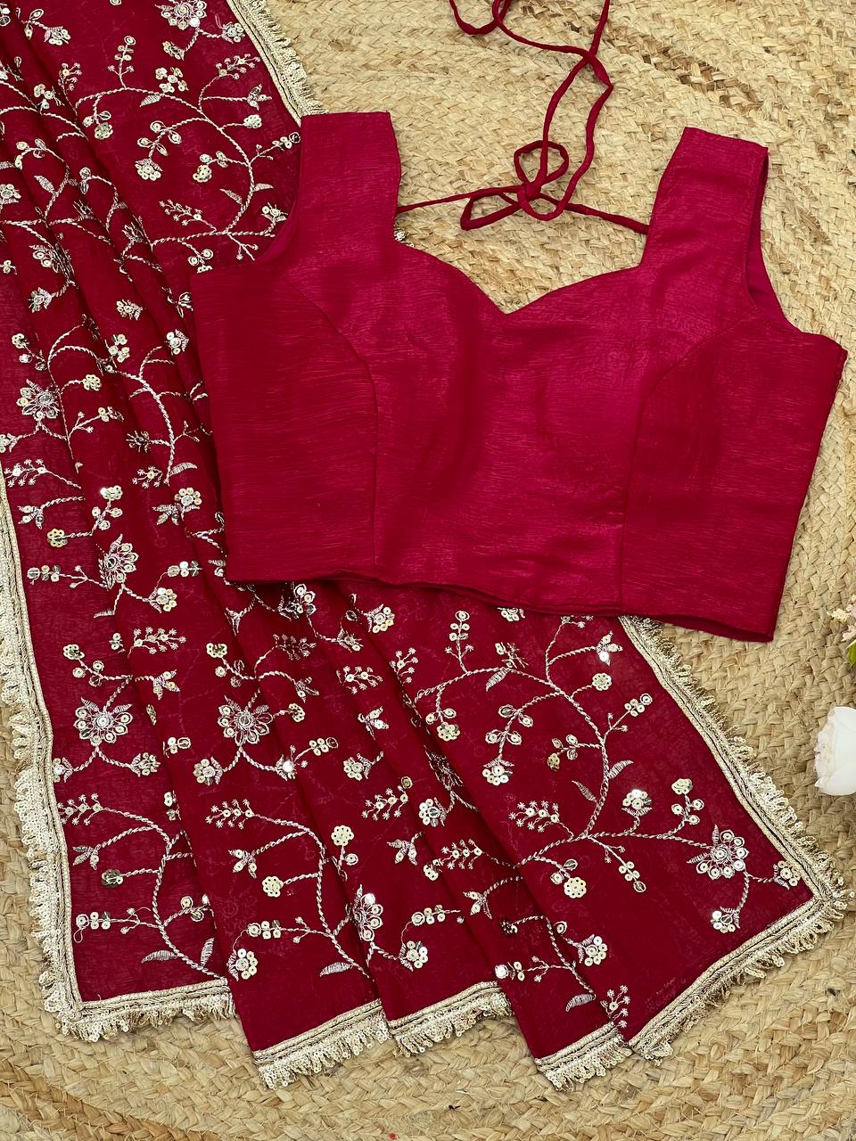 festival special embroidery sequence work designer saree festival special embroidery sequence work designer saree