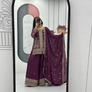 new launch – designer party wear top, plazzo & dupatta lehenga set