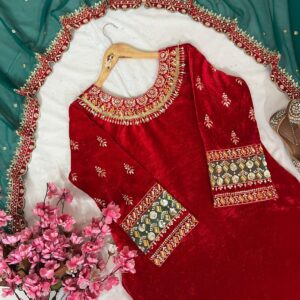 newly launched velvet kurti pant set