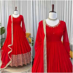 beautiful designer anarkali set with full sleeves