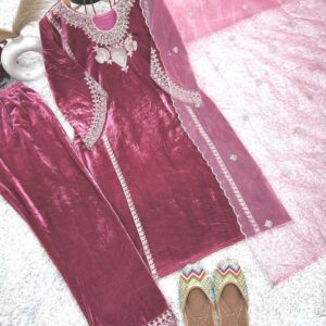 new designer velvet kurti plazzo set with dupatta 