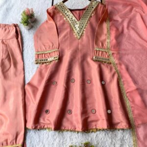 faux georgette sequence work top sharara & dupatta set – elegant festive & wedding wear (copy)