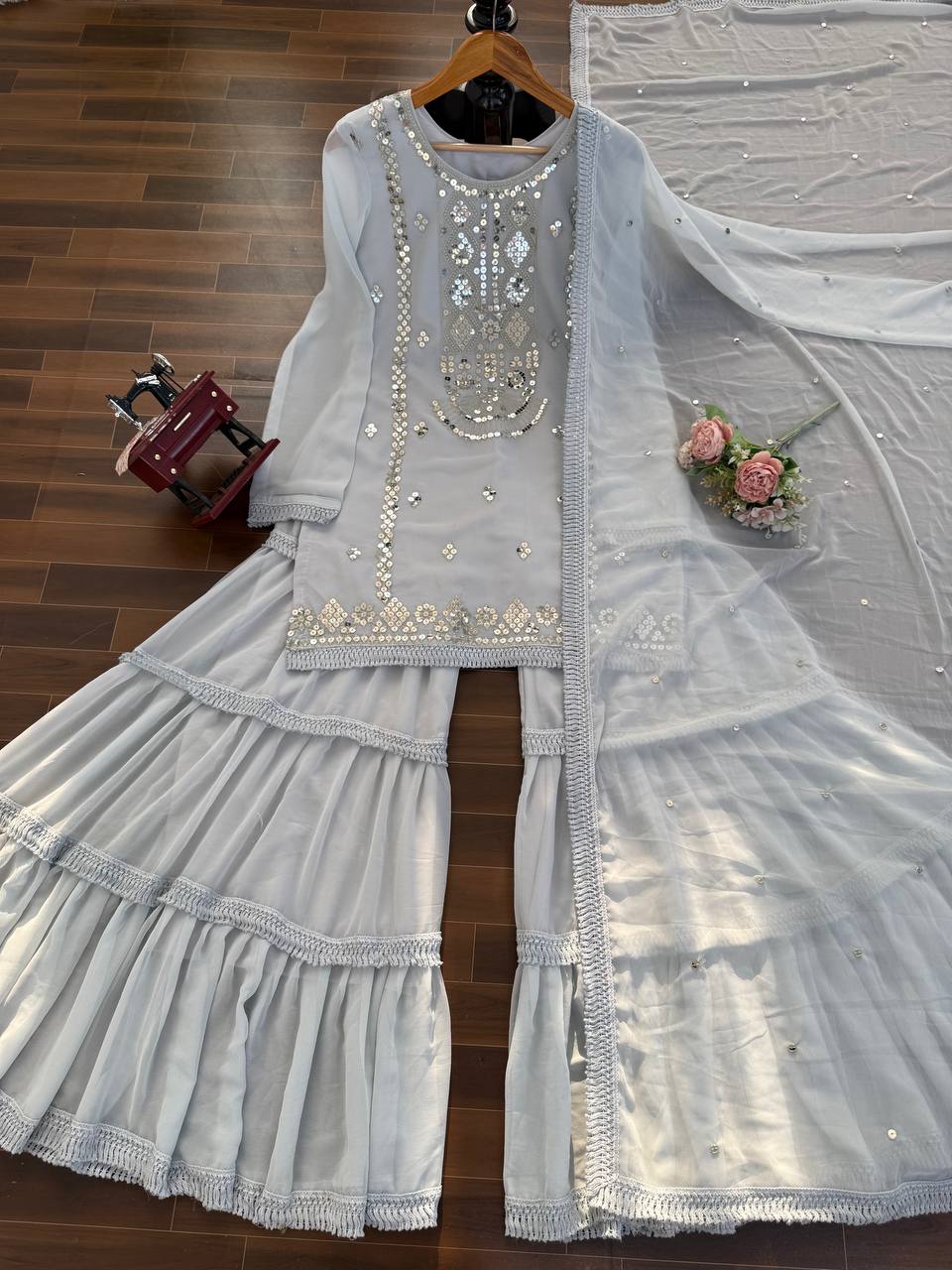 faux georgette sequence work top sharara & dupatta set – elegant festive & wedding wear (copy) faux georgette sequence work top sharara & dupatta set – elegant festive & wedding wear (copy)